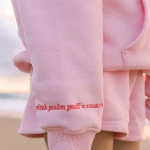 pink palm puff chasing sunset pullover hoodie