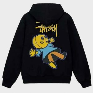 stussy dollie black zip up hoodie