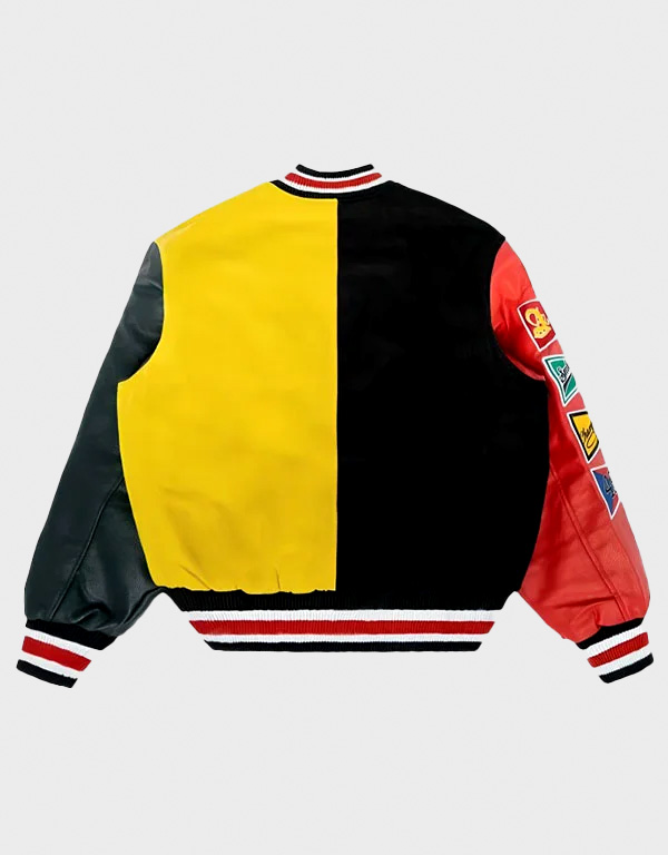 All Star Color Block Varsity Leather Jacket