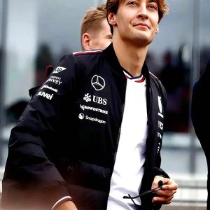 Mercedes AMG F1 George Russell Black Bomber Jacket