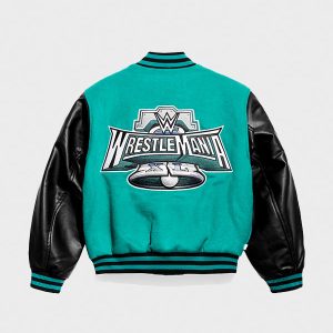 WrestleMania 40 Blue Black Varsity Jacket