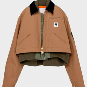 Sacai X Carhartt Cropped Jacket Brown